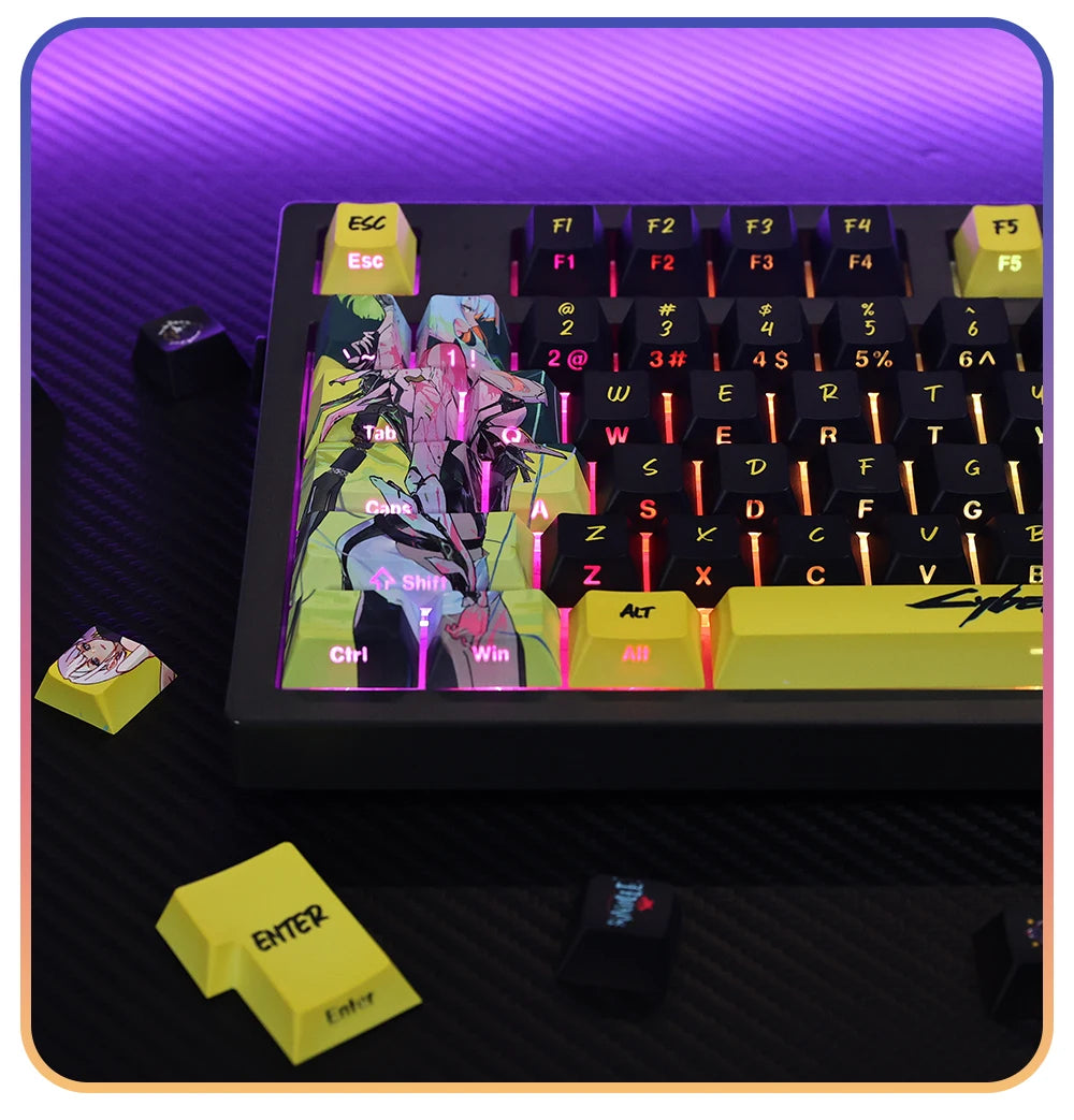 Anime Keycaps Cyberpunk Theme 124 Keys Cherry Profile Mechanical Keyboard Pbt Custom Keycaps Tablet Laptop Gaming Keyboard gift