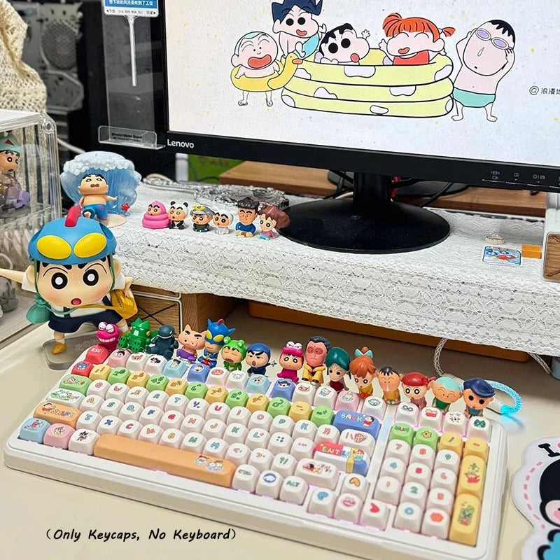 Crayon Shin-chan Mechanical Keyboard Keycaps Affordable Cartoon Keycaps Set PBT Material Keycaps Durable Keycap Girls Boys Gift