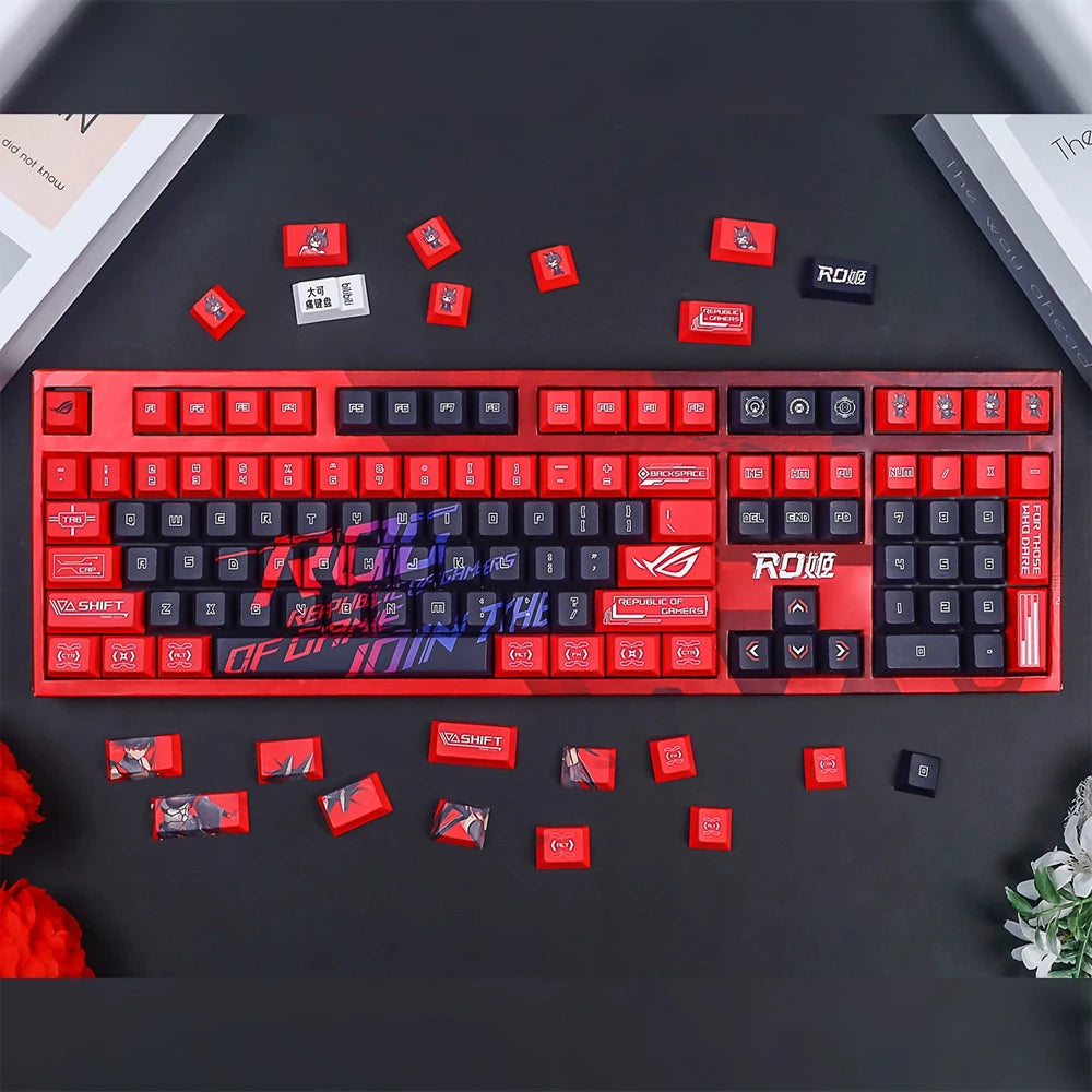 Gamers Theme Keycap Custom DIY Cartoon PBT Keycaps Cherry Profile Five Side Thermal Sub Accessories Red Axis Mechanical Keyboard