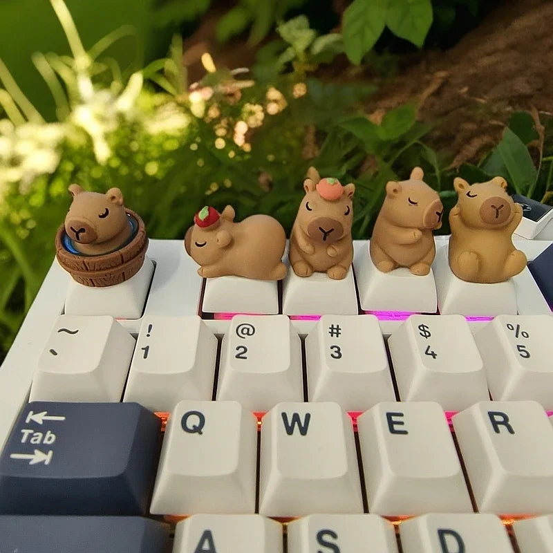 Cute Capybara Keycap Cartoon Animal Doll Custom Keycaps for Mechanical Keyboard Caps Kawaii Artisan Key Caps Car Decorative Gift