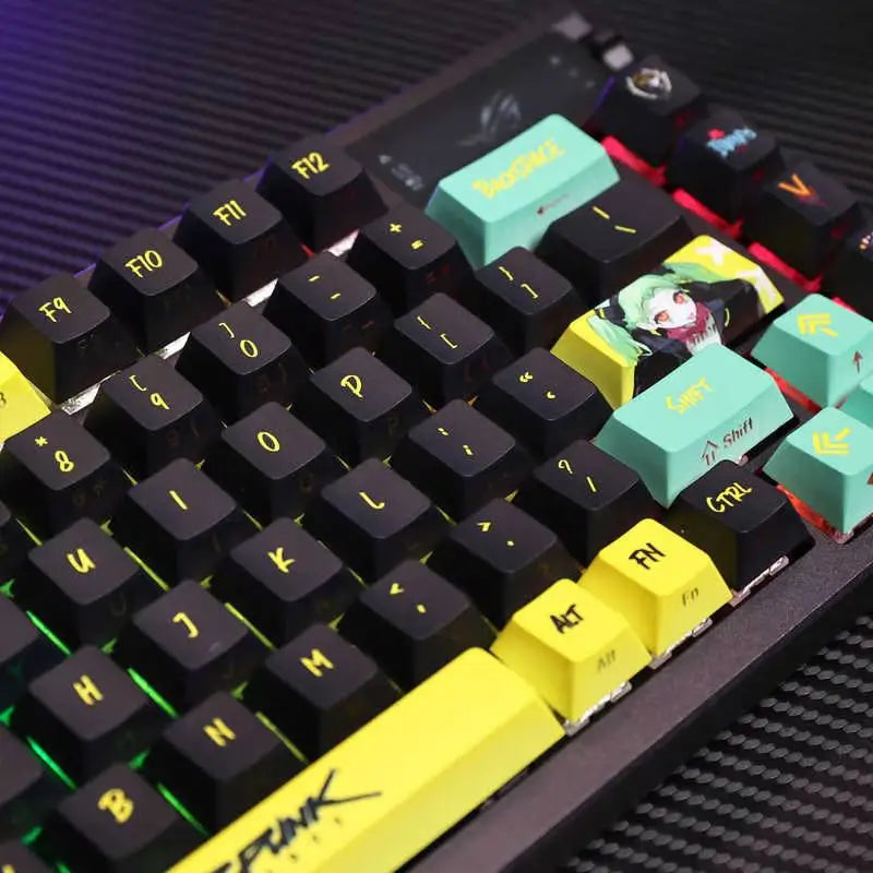Anime Keycaps Cyberpunk Theme 124 Keys Cherry Profile Mechanical Keyboard Pbt Custom Keycaps Tablet Laptop Gaming Keyboard gift