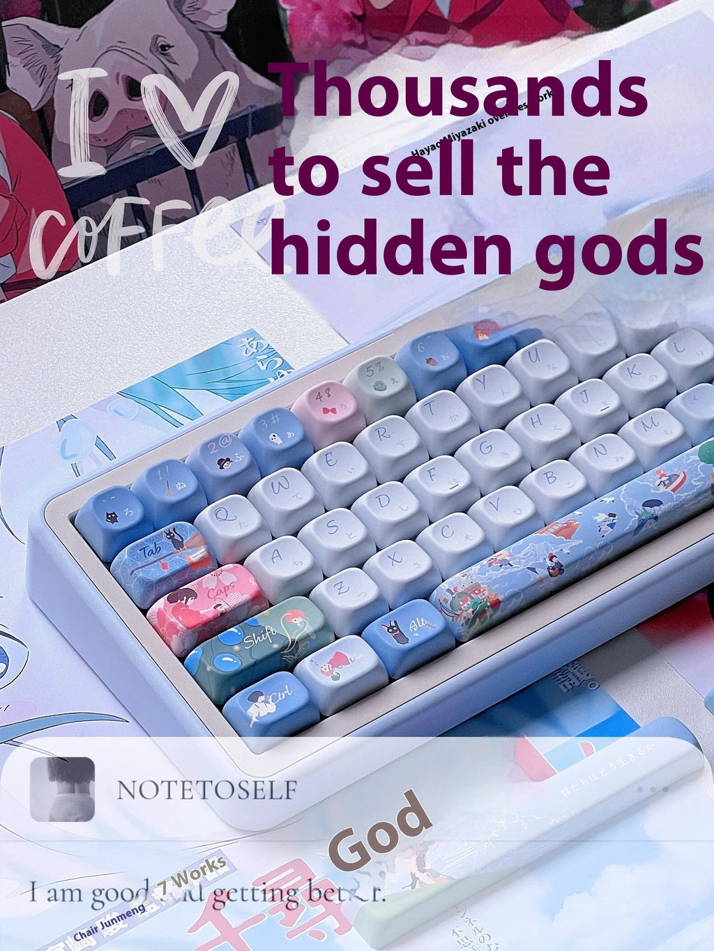 Keycap 143 Key Ergonomics PBT Thermal Sublimation Computer Accessories Blue Keycap For Mechanical Keyboard Customized Gifts