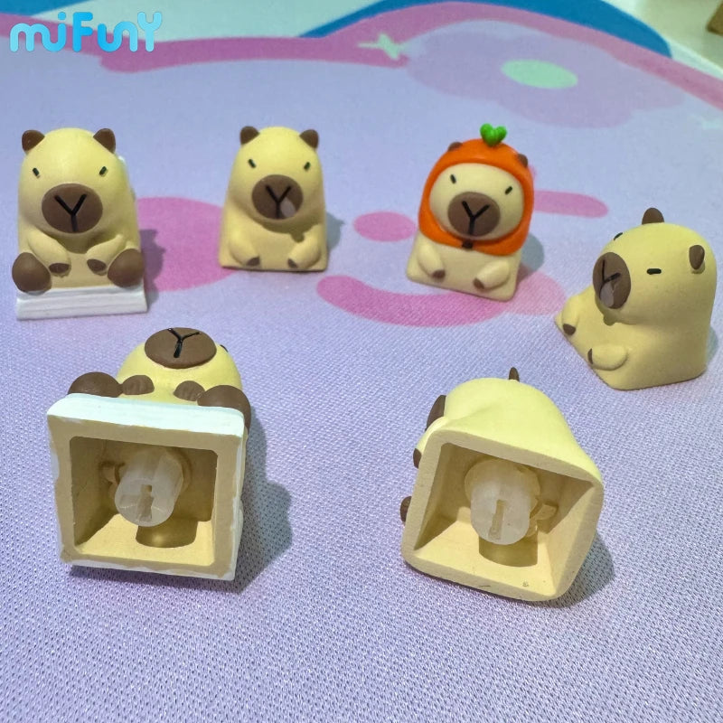 MiFuny Capybara Keycap Animal Artisan Keyboard Cap Resin Custom KeyCaps for Mechanical Keyboard Accessories Cute Point Keycap