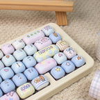 140 Keys Cute Keycaps Cat MOG Keycaps PBT Pink Keys Gift for Girl Cute New Square Thermal Sublimation Mechanical Keyboard 6.25U