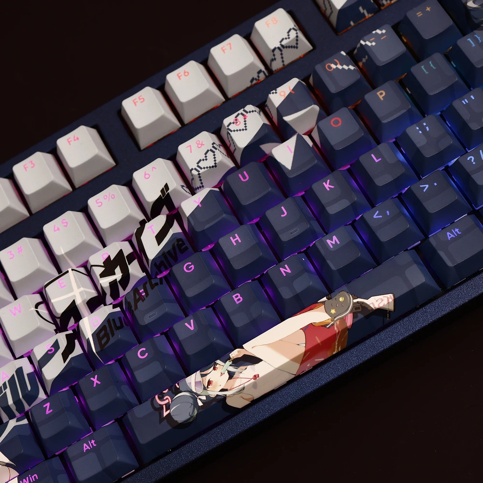 108 Keys/Set Blue Archive Nemugaki Fubuki Swim Ver. PBT Keycaps Anime Game Key caps Cherry Height for DIY Mechanical Keyboard