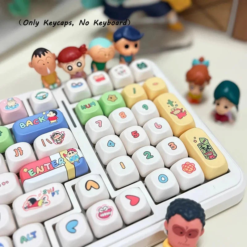 Crayon Shin-chan Mechanical Keyboard Keycaps Affordable Cartoon Keycaps Set PBT Material Keycaps Durable Keycap Girls Boys Gift