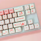 Sea Salt Cat Key Cap Party Pink Keycap MAO Profile Replacement Keycaps for Mechanical Keyboard 61 64 68 78 84 87 96 98 104 108