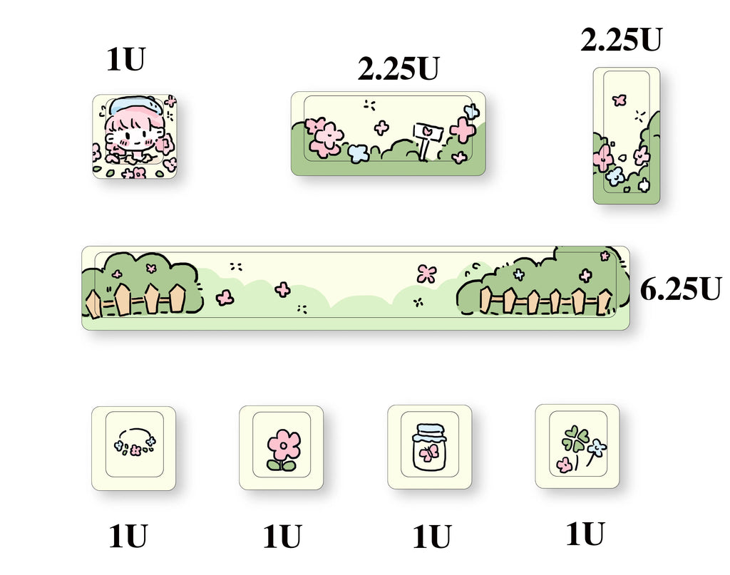Cute Theme Personalized Addition Key Cap Eight Piece Set with Five Sides of Thermal Sublimation Cherry High Mechanical Keyboard
