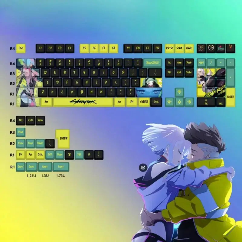 Anime Keycaps Cyberpunk Theme 124 Keys Cherry Profile Mechanical Keyboard Pbt Custom Keycaps Tablet Laptop Gaming Keyboard gift
