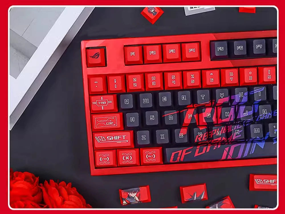 Gamers Theme Keycap Custom DIY Cartoon PBT Keycaps Cherry Profile Five Side Thermal Sub Accessories Red Axis Mechanical Keyboard