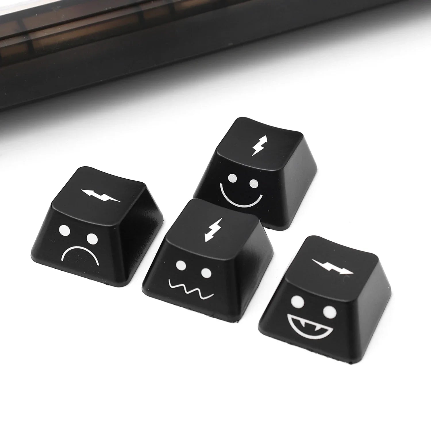 Backlight Keycaps Set Cute Emo WASD Arrow Direction Keys Black Broadside Lighting Key Cap for MX Switch for Mechanical Keyboard