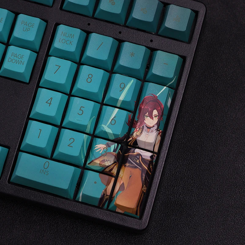 Genshin Impact Shikanoin Heizou Keycaps Mechanical Keyboard Decoration 108Keys Five-Sided Sublimation Anime Keycap Cherry Height