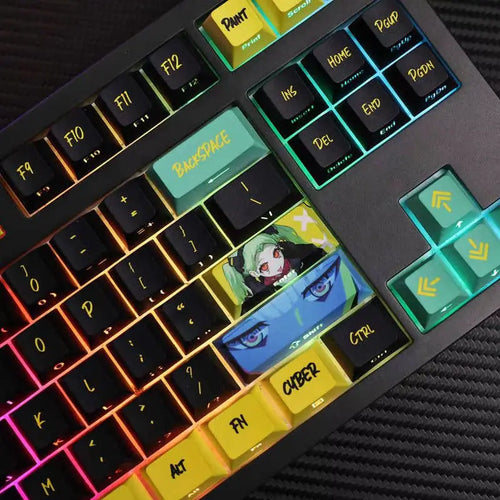 Anime Keycaps Cyberpunk Theme 124 Keys Cherry Profile Mechanical Keyboard Pbt Custom Keycaps Tablet Laptop Gaming Keyboard gift