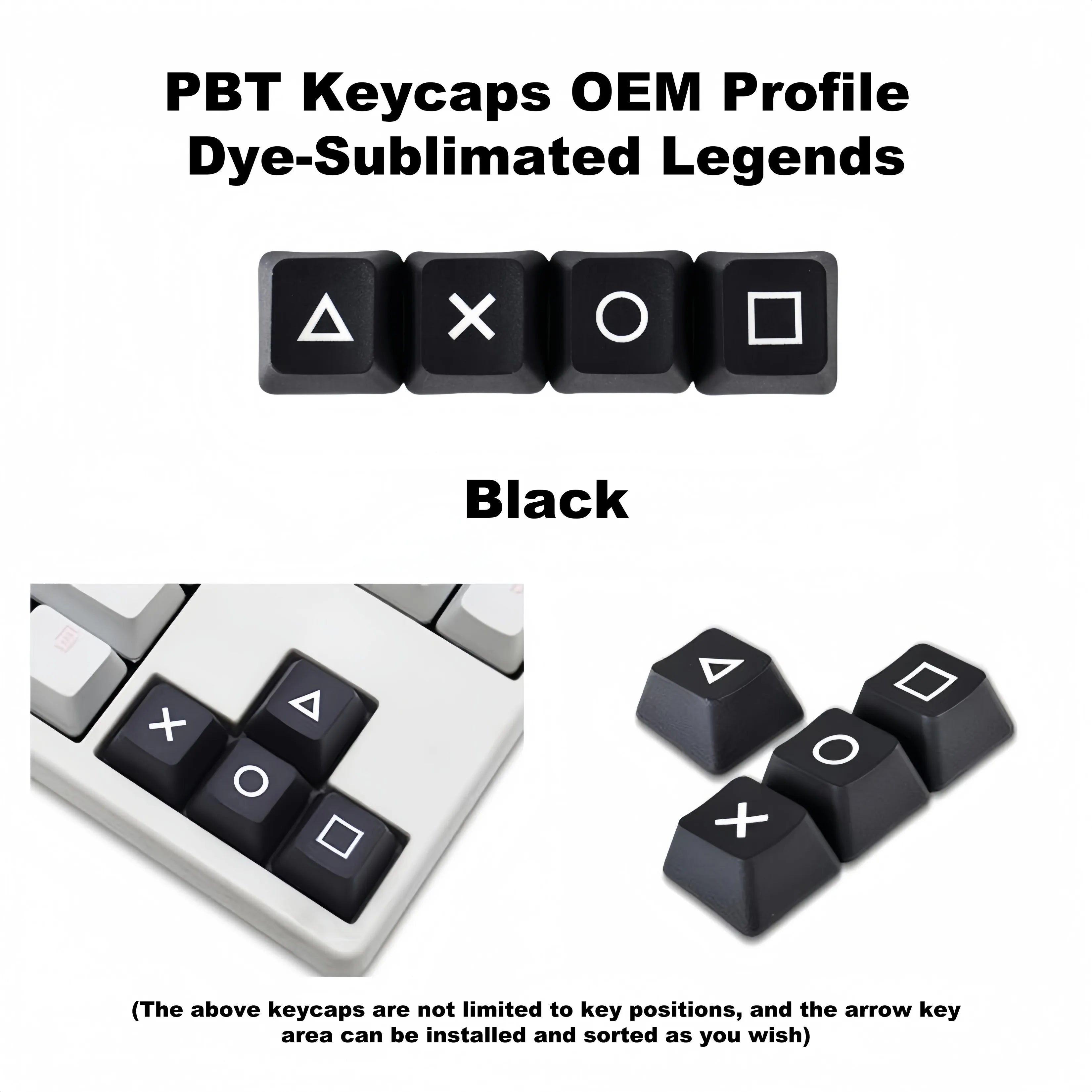 4 Keys/Set PSP Style PBT Keycaps OEM Height Dye-Sublimated Legends Directional Arrows Auxiliary Keys Keyboard Accessory