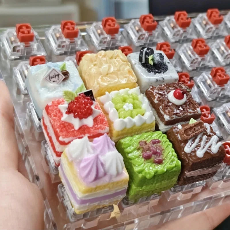 Cute Cake Keycaps Kawaii Clay Keyboard Caps Niche Food Toys Keycap Customized Clay Manual Cross Shaft Mechanical Keyboard Caps