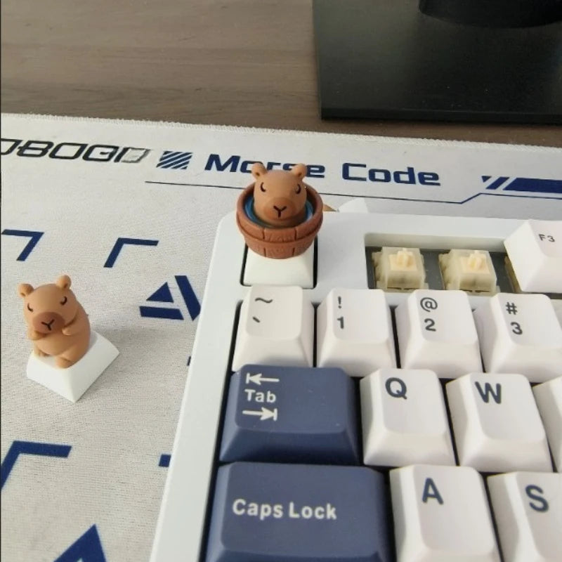 AttackFox Custom Capybara Cute Keycap Cartoon Animal Doll Anime Keycaps for Mechanical Keyboard Caps Kawaii Key Caps Gamer Gifts
