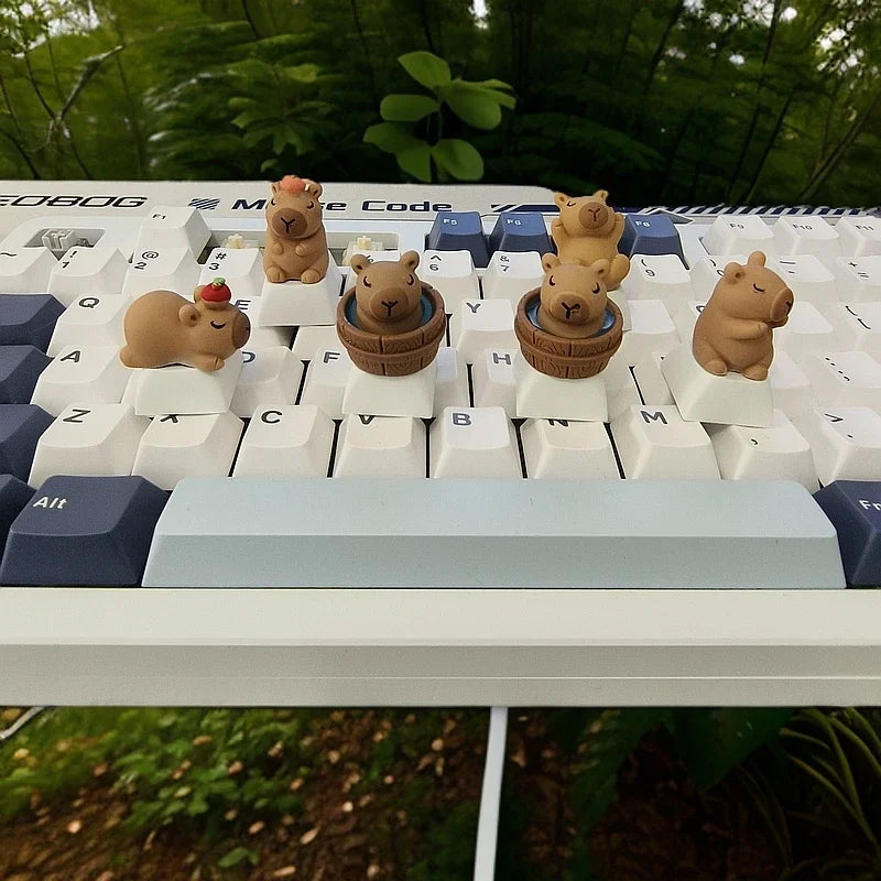 Cute Capybara Keycap Cartoon Animal Doll Custom Keycaps for Mechanical Keyboard Caps Kawaii Artisan Key Caps Car Decorative Gift