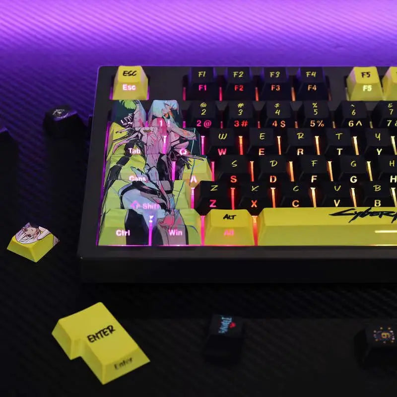 Anime Keycaps Cyberpunk Theme 124 Keys Cherry Profile Mechanical Keyboard Pbt Custom Keycaps Tablet Laptop Gaming Keyboard gift