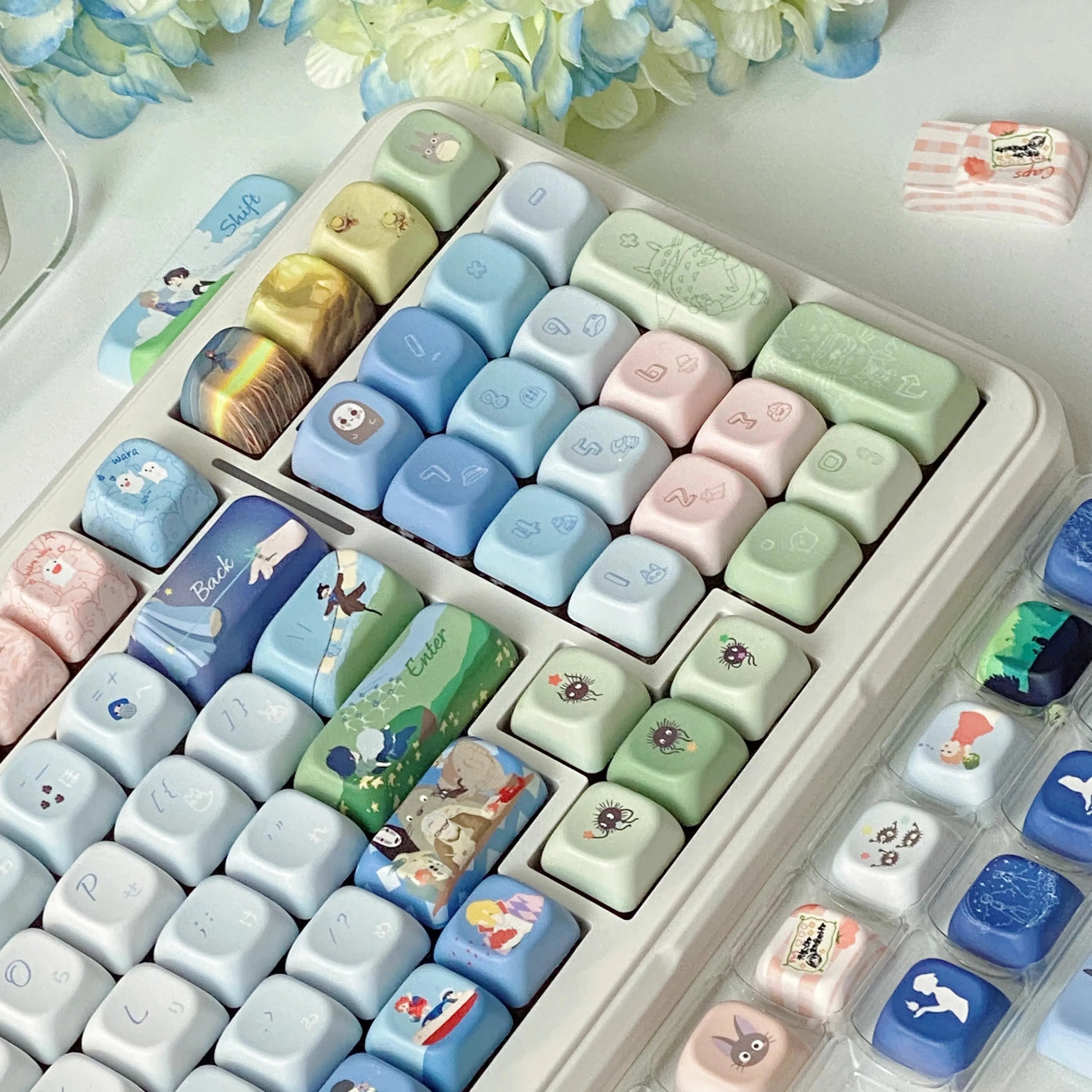 Keycap 143 Key Ergonomics PBT Thermal Sublimation Computer Accessories Blue Keycap For Mechanical Keyboard Customized Gifts