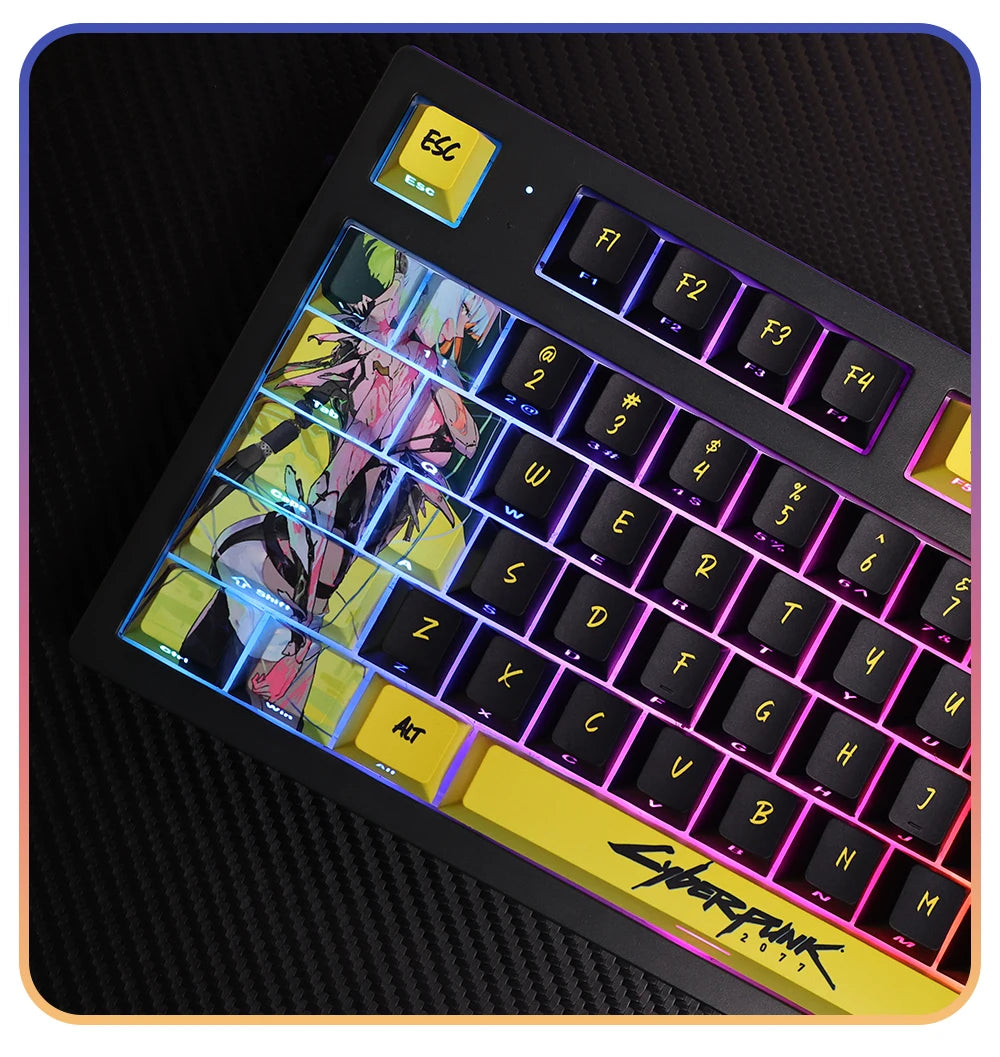 Anime Keycaps Cyberpunk Theme 124 Keys Cherry Profile Mechanical Keyboard Pbt Custom Keycaps Tablet Laptop Gaming Keyboard gift