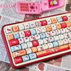 Hellokitty Kitty Cute Keycaps Set for Mechanical Keyboard 125 Keys PBT Material MOA Hight Keycaps Kawaii Cross Shaft Keycaps