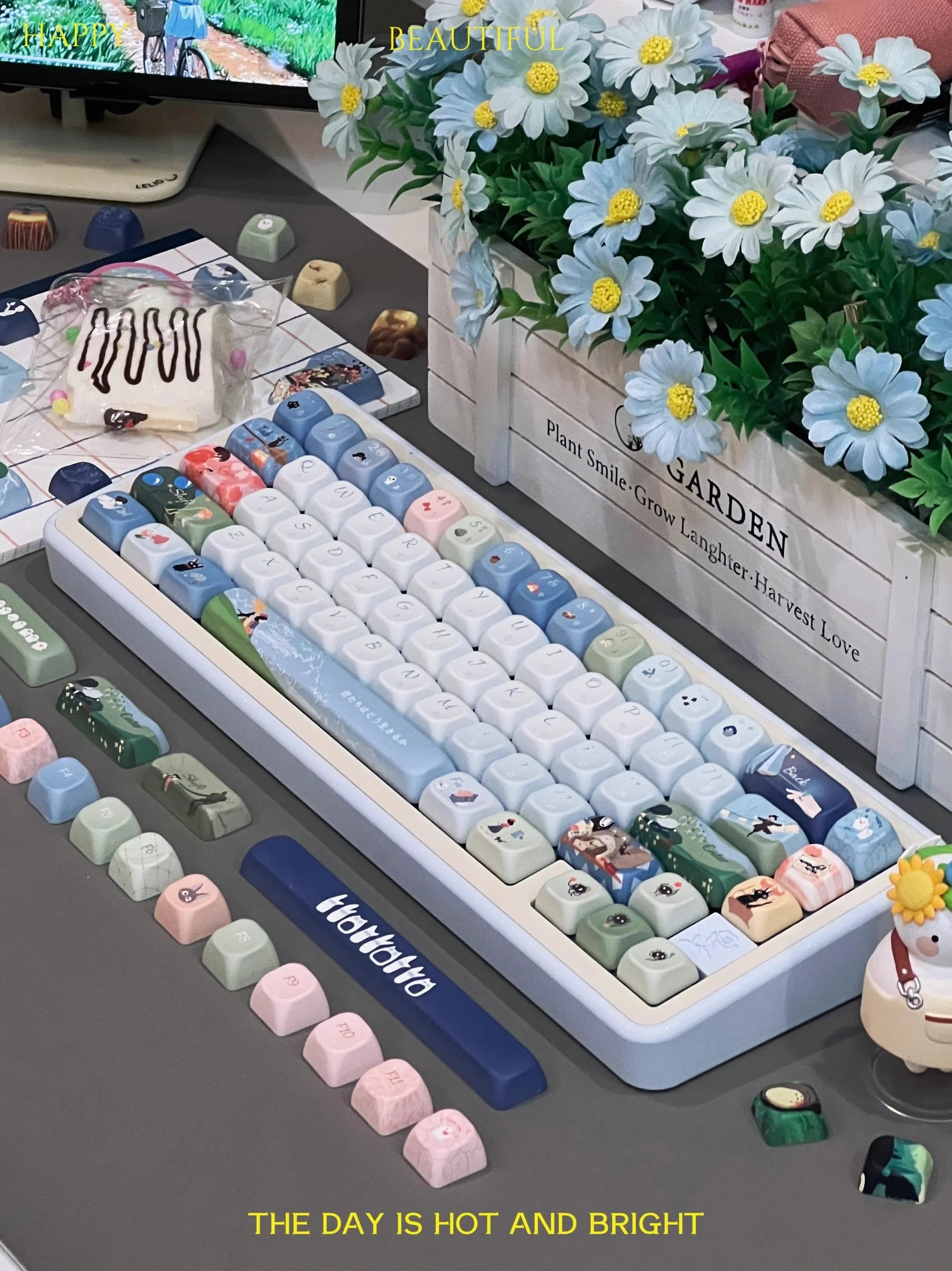 Keycap 143 Key Ergonomics PBT Thermal Sublimation Computer Accessories Blue Keycap For Mechanical Keyboard Customized Gifts