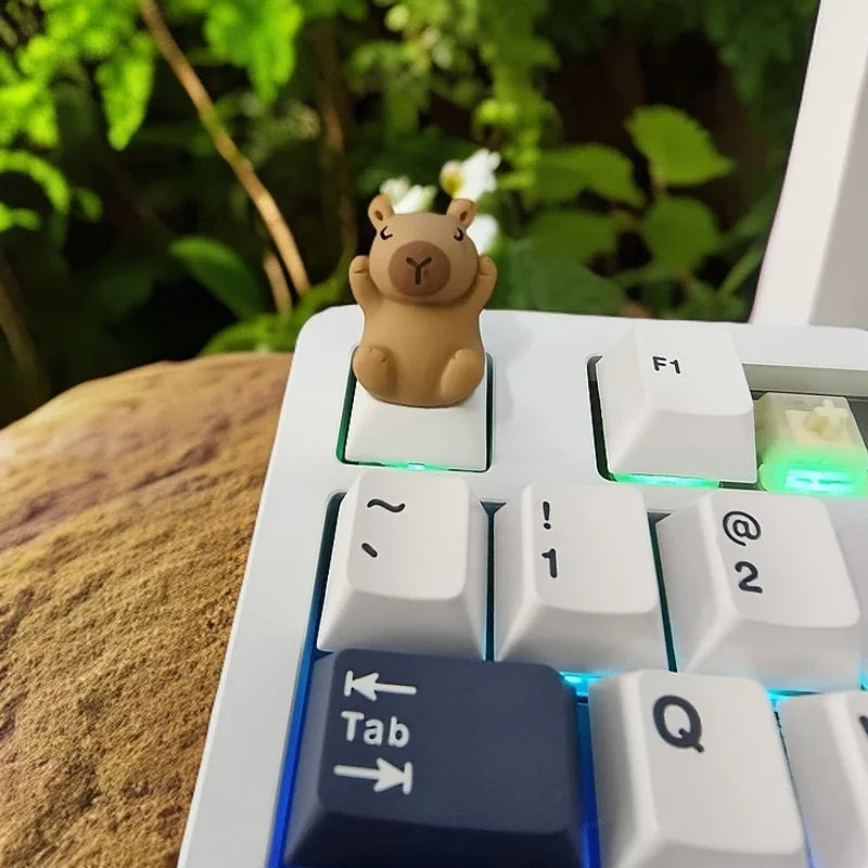 Cute Capybara Keycap Cartoon Animal Doll Custom Keycaps for Mechanical Keyboard Caps Kawaii Artisan Key Caps Car Decorative Gift