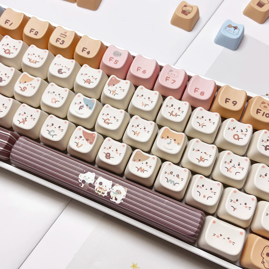Sea Salt Cat Key Cap Party Pink Keycap MAO Profile Replacement Keycaps for Mechanical Keyboard 61 64 68 78 84 87 96 98 104 108