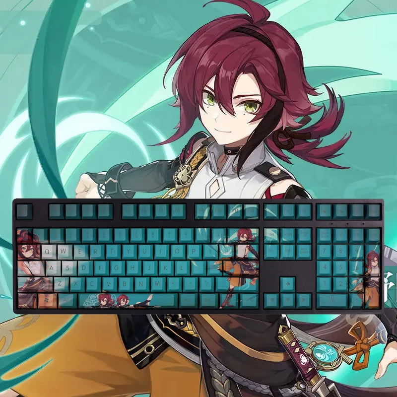 Genshin Impact Shikanoin Heizou Keycaps Mechanical Keyboard Decoration 108Keys Five-Sided Sublimation Anime Keycap Cherry Height