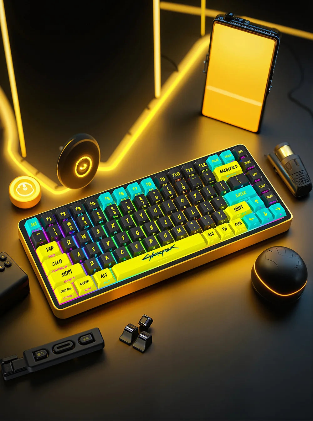129 Keys Cyberpunk Keycap Cherry Profile Side Engraved Translucent Keycaps Pbt Custom Adapted Wooting Key Caps