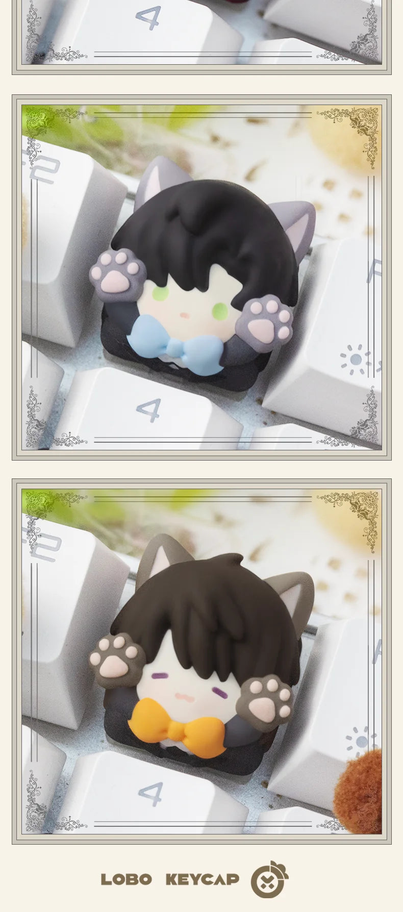 Ceke Love And Deepspace Keycaps Mechanical Keyboard Keycaps Cosplay Cat Ear Keycap Cartoon Kforce Back Customized Pc Accessories