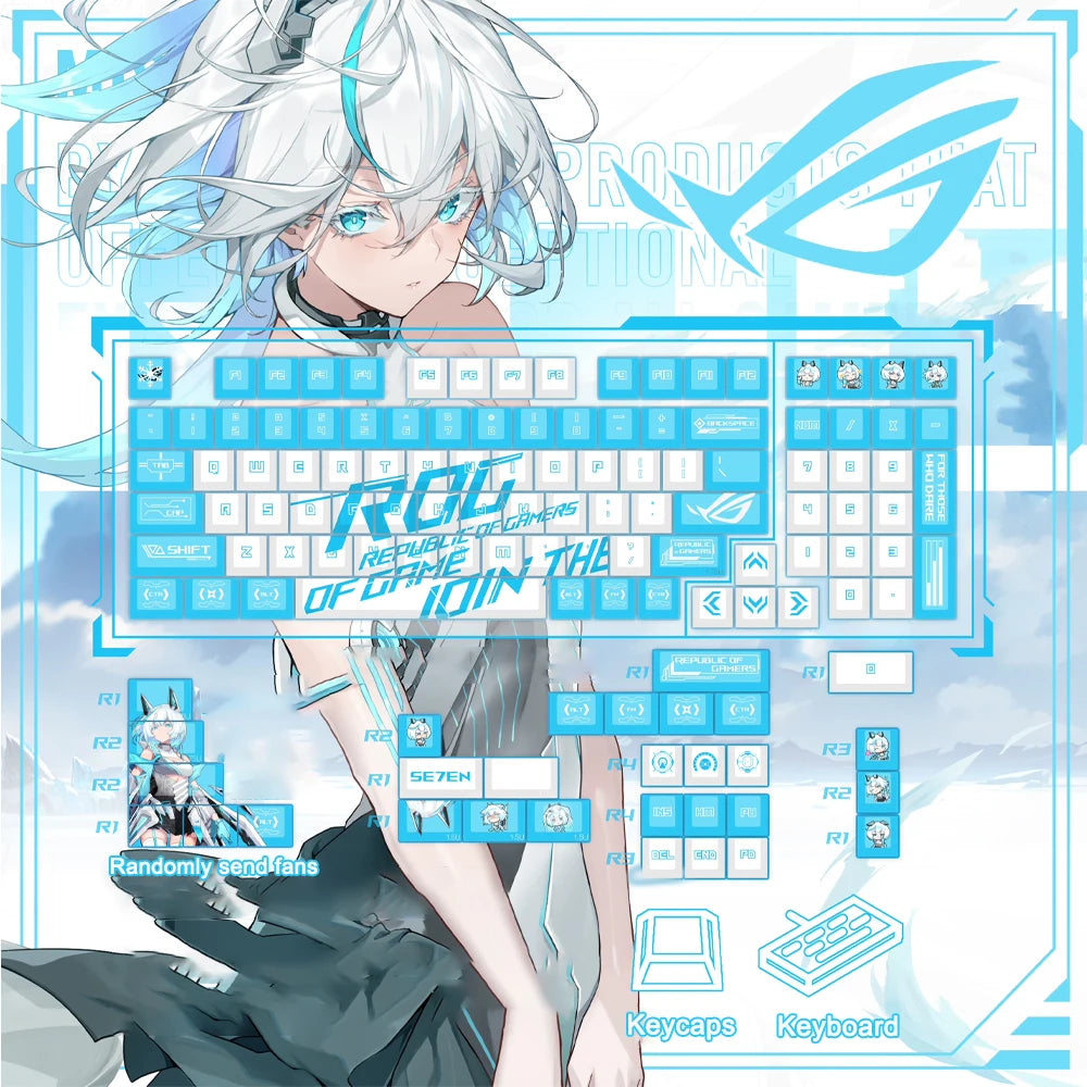 Gamers Theme Keycap Custom DIY Cartoon PBT Keycaps Cherry Profile Five Side Thermal Sub Accessories Red Axis Mechanical Keyboard
