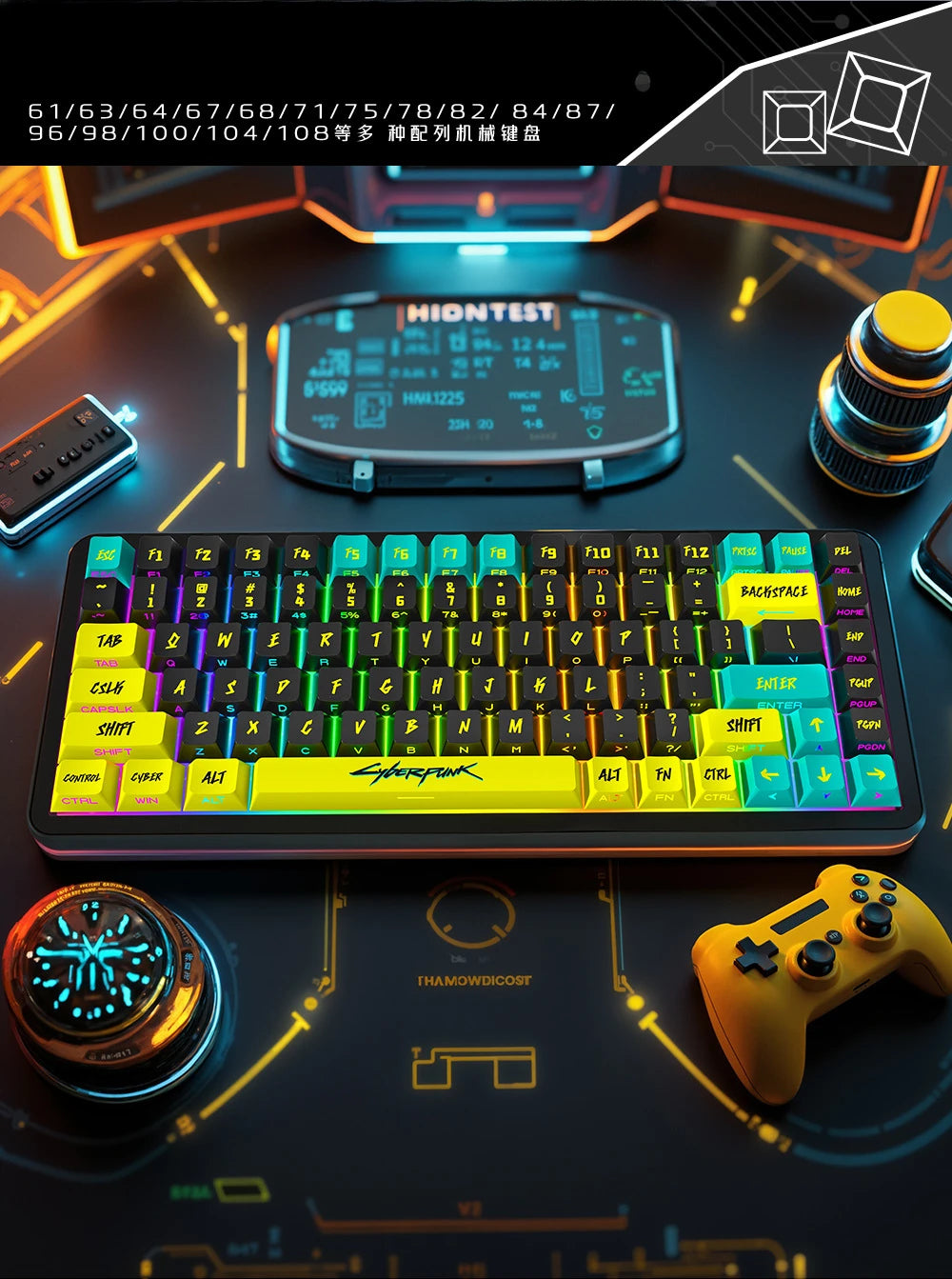 129 Keys Cyberpunk Keycap Cherry Profile Side Engraved Translucent Keycaps Pbt Custom Adapted Wooting Key Caps