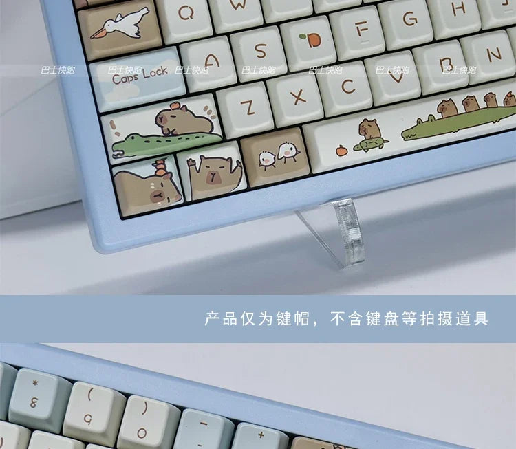 Capybara Keycap Set 135keys Cute PBT Dye-sublimation Cartoon Animal Keyboard Cap MDA Profile KeyCap for Mechanical Keyboard Gift
