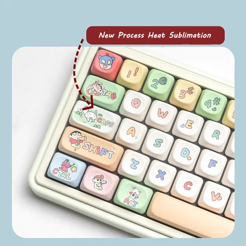 Crayon Shin-chan Mechanical Keyboard Keycaps Affordable Cartoon Keycaps Set PBT Material Keycaps Durable Keycap Girls Boys Gift