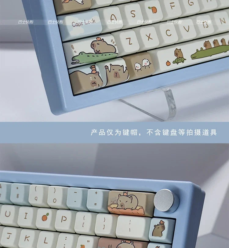 Capybara Keycap Set 135keys Cute PBT Dye-sublimation Cartoon Animal Keyboard Cap MDA Profile KeyCap for Mechanical Keyboard Gift