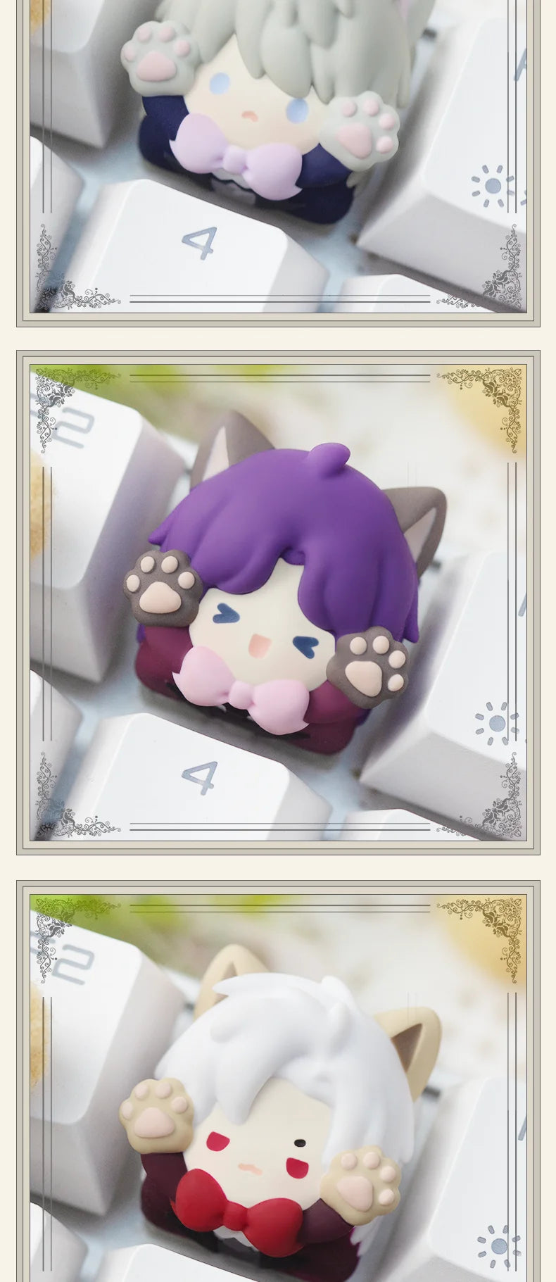 Ceke Love And Deepspace Keycaps Mechanical Keyboard Keycaps Cosplay Cat Ear Keycap Cartoon Kforce Back Customized Pc Accessories