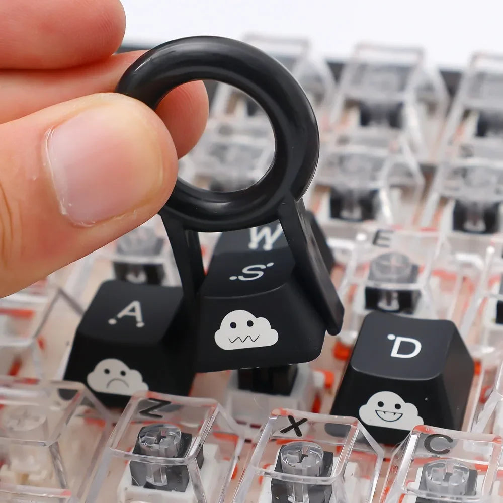 Backlight Keycaps Set Cute Emo WASD Arrow Direction Keys Black Broadside Lighting Key Cap for MX Switch for Mechanical Keyboard
