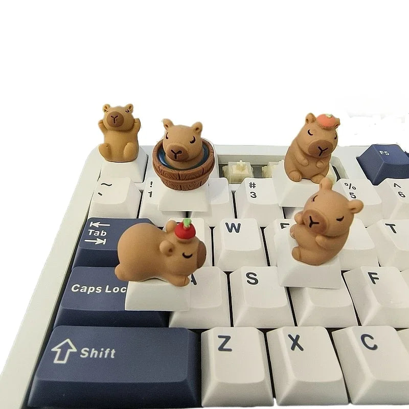 Cute Capybara Keycap Cartoon Animal Doll Custom Keycaps for Mechanical Keyboard Caps Kawaii Artisan Key Caps Car Decorative Gift