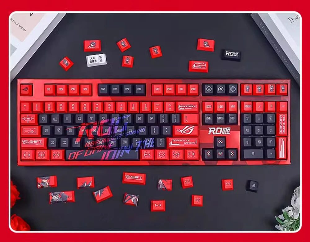 Gamers Theme Keycap Custom DIY Cartoon PBT Keycaps Cherry Profile Five Side Thermal Sub Accessories Red Axis Mechanical Keyboard