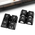 Backlight Keycaps Set Cute Emo WASD Arrow Direction Keys Black Broadside Lighting Key Cap for MX Switch for Mechanical Keyboard