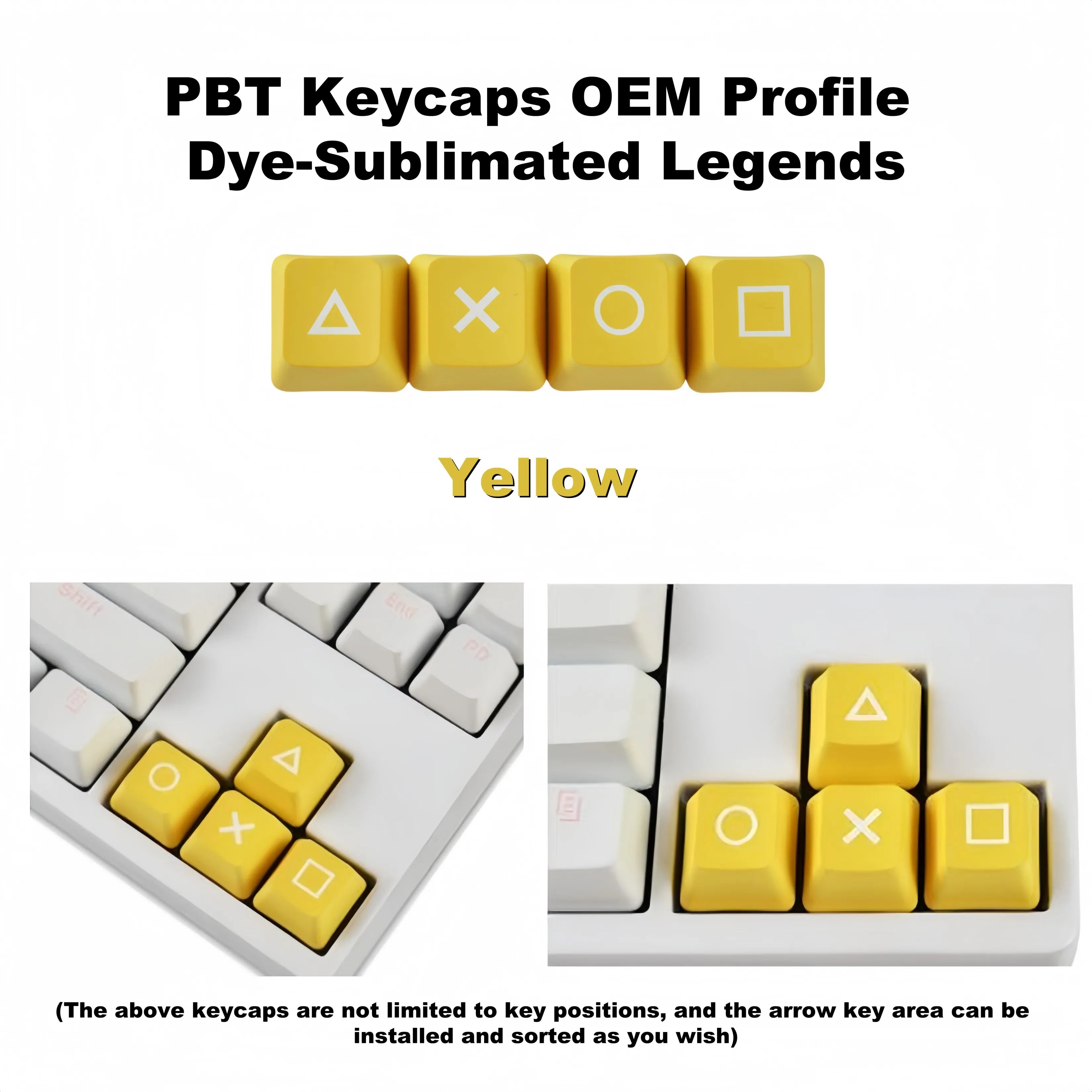 4 Keys/Set PSP Style PBT Keycaps OEM Height Dye-Sublimated Legends Directional Arrows Auxiliary Keys Keyboard Accessory