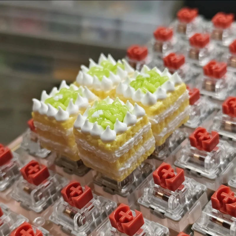 Cute Cake Keycaps Kawaii Clay Keyboard Caps Niche Food Toys Keycap Customized Clay Manual Cross Shaft Mechanical Keyboard Caps