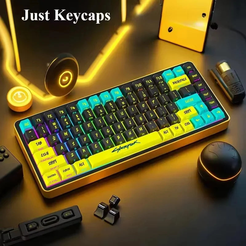 129 Keys Cyberpunk Keycap Cherry Profile Side Engraved Translucent Keycaps Pbt Custom Adapted Wooting Key Caps