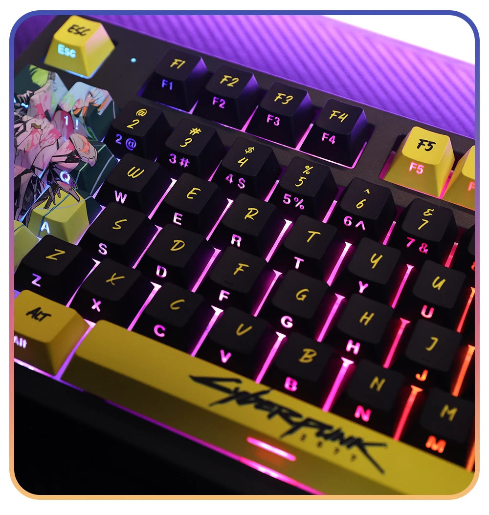 Anime Keycaps Cyberpunk Theme 124 Keys Cherry Profile Mechanical Keyboard Pbt Custom Keycaps Tablet Laptop Gaming Keyboard gift