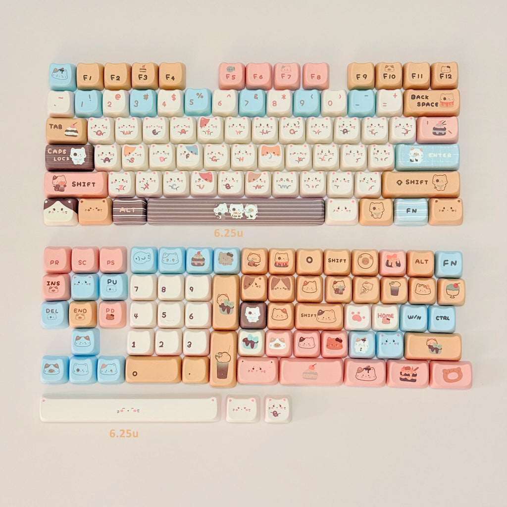 Sea Salt Cat Key Cap Party Pink Keycap MAO Profile Replacement Keycaps for Mechanical Keyboard 61 64 68 78 84 87 96 98 104 108