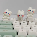 Little White Cat Keycaps Kawaii ESC Key Caps Cross Axis Cherry Profile Mechanical Keyboard Keycap Office Game Accessories Gift