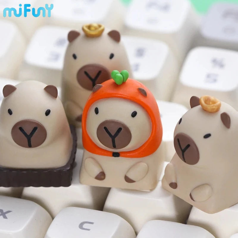 MiFuny Capybara Keycap Animal Artisan Keyboard Cap Resin Custom KeyCaps for Mechanical Keyboard Accessories Cute Point Keycap
