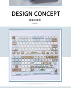 Capybara Keycap Set 135keys Cute PBT Dye-sublimation Cartoon Animal Keyboard Cap MDA Profile KeyCap for Mechanical Keyboard Gift