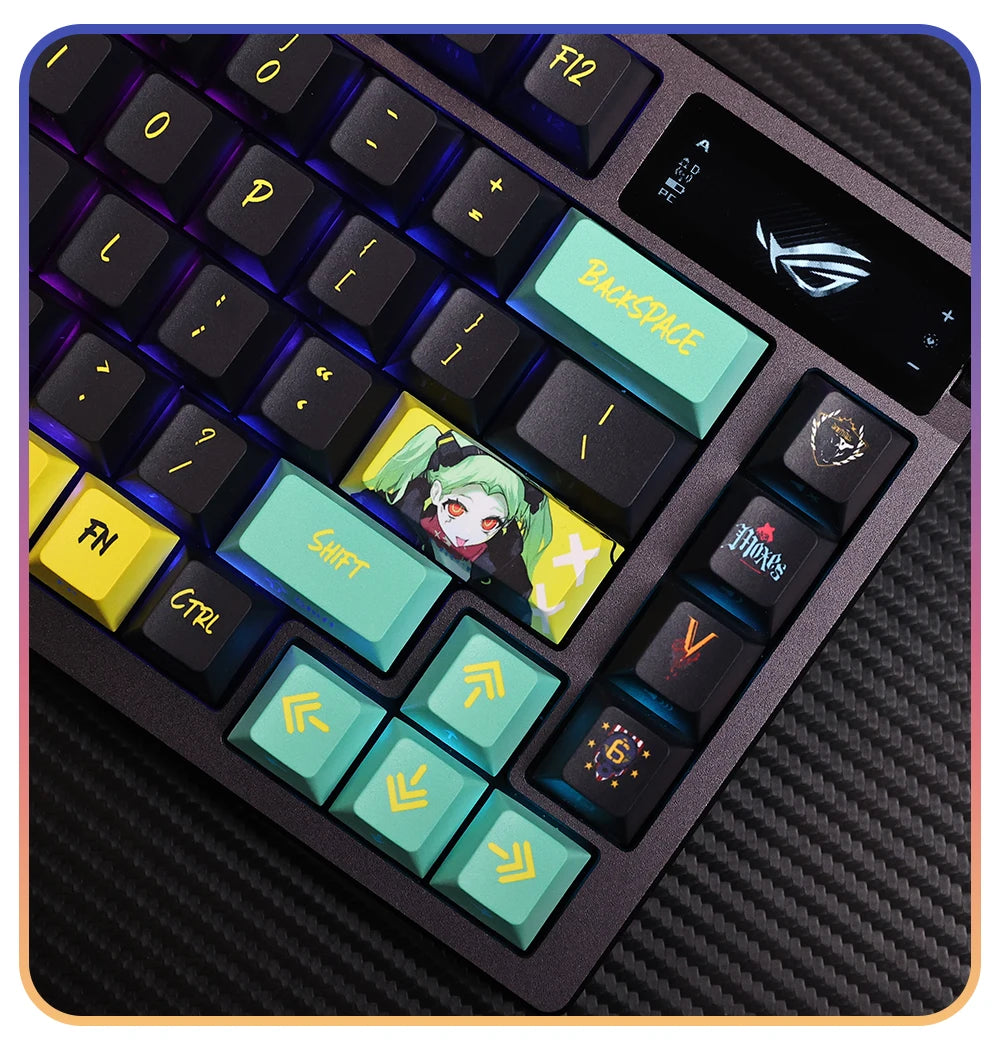 Anime Keycaps Cyberpunk Theme 124 Keys Cherry Profile Mechanical Keyboard Pbt Custom Keycaps Tablet Laptop Gaming Keyboard gift